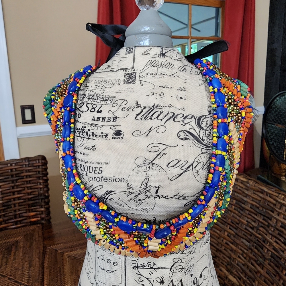 Native American Style Statement Bead Necklace - image 2